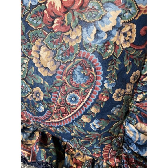 Dramatic Floral Waverly Pillow Ruffled Vintage Roses Paisley Luxury - Picture 3 of 8